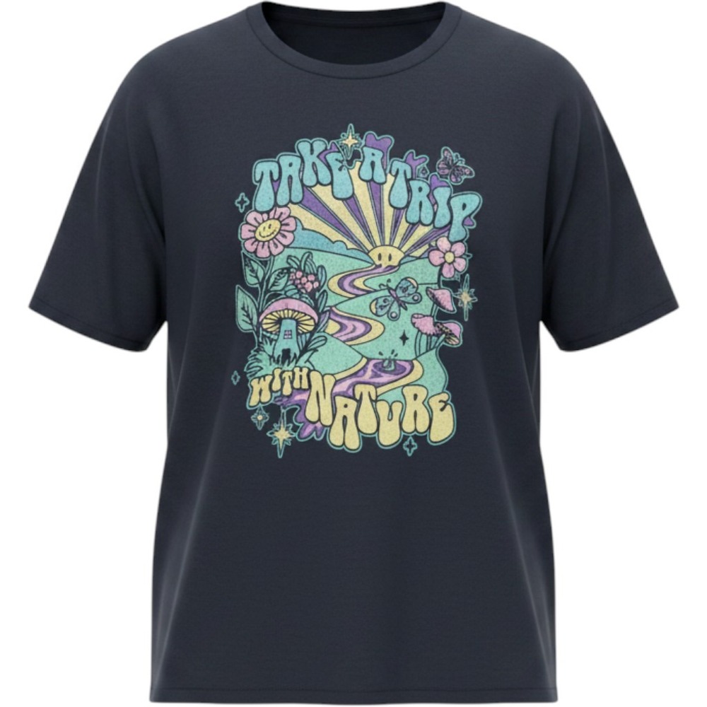 DOM Mens Graphic T-Shirt 3XL Navy Take A Trip With Nature Mushroom Psychedelic